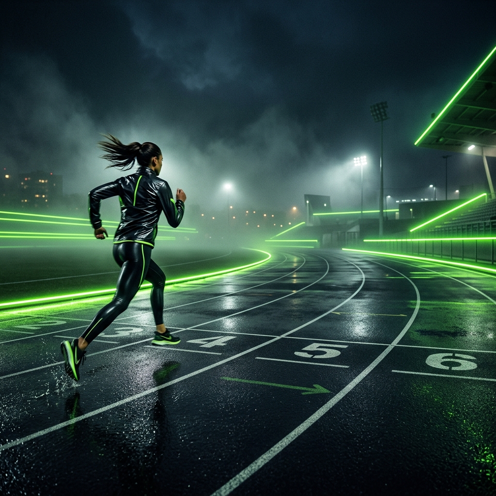 Dynamic athletic track neon background